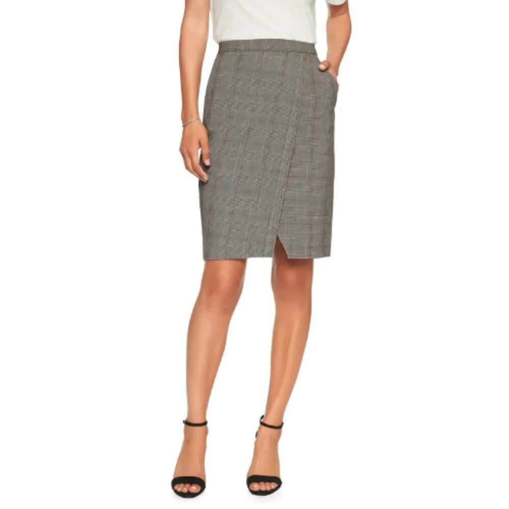 Banana Republic Womens Size 8 Wrap Front Plaid Skirt
